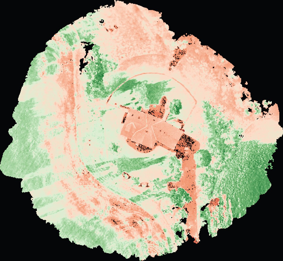 Vegetation index map of a crop field generated from drone imagery