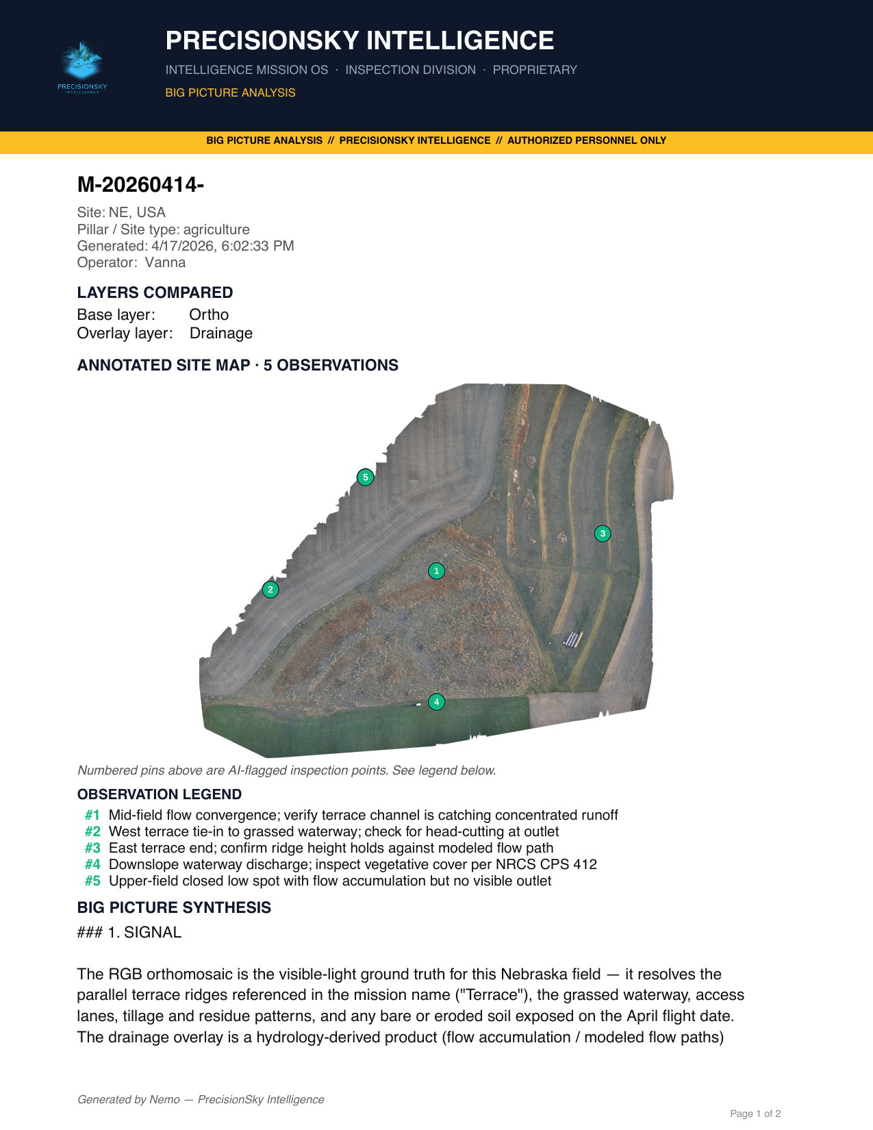 Sample aerial site analysis report from drone imagery